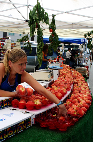 peaches at the farmer's market